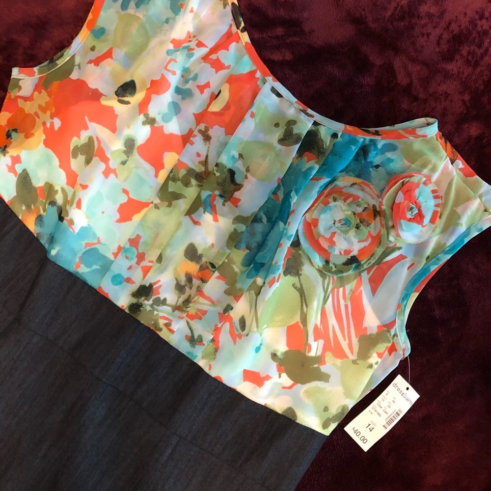 NWT Dress Barn floral denim dress